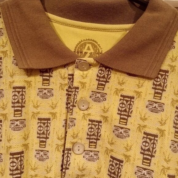 Vintage NWT JCPenney Arizona Jean Co Polynesian/Hawaiian Tiki Medium Polo Shirt - Picture 3 of 5